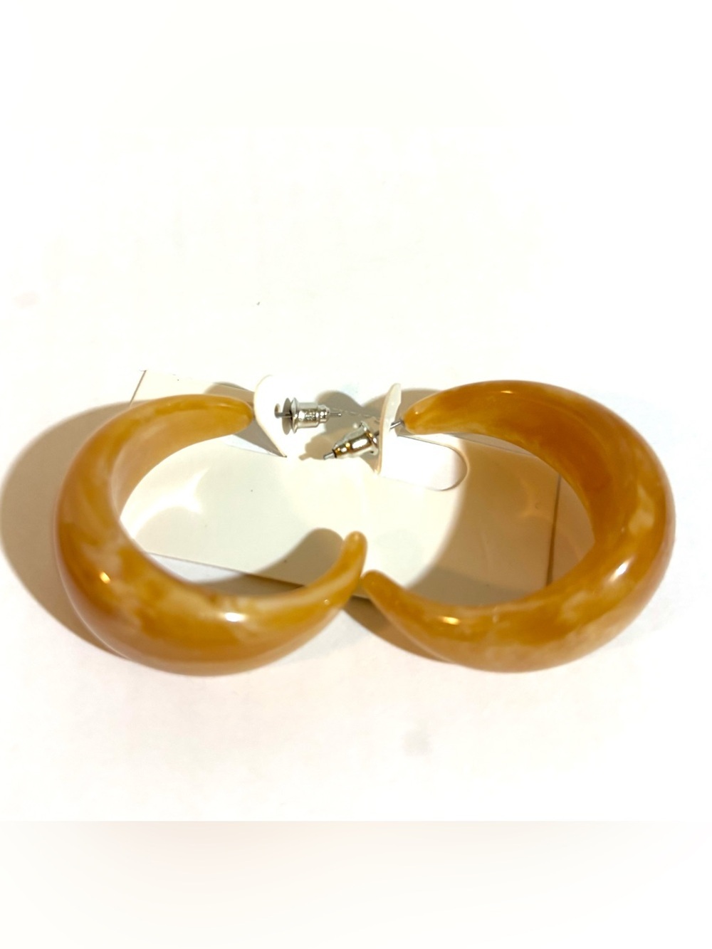 Amber Yellow Hoop plastic Earrings - Women Jewelry